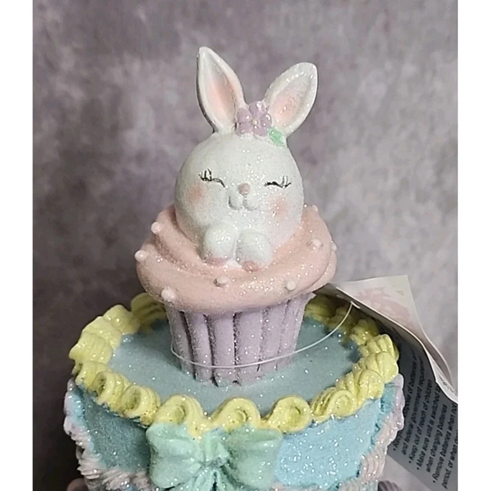 Easter Cake Cupcake Gingerbread House Bunny Pastel LIGHT UP Tabletop Decor 10.5